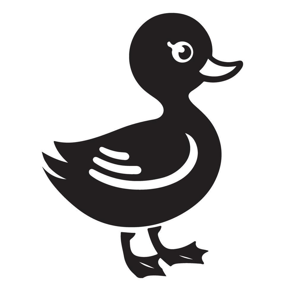 Cute Black Duck Silhouette Clipart for Kids and Crafts vector