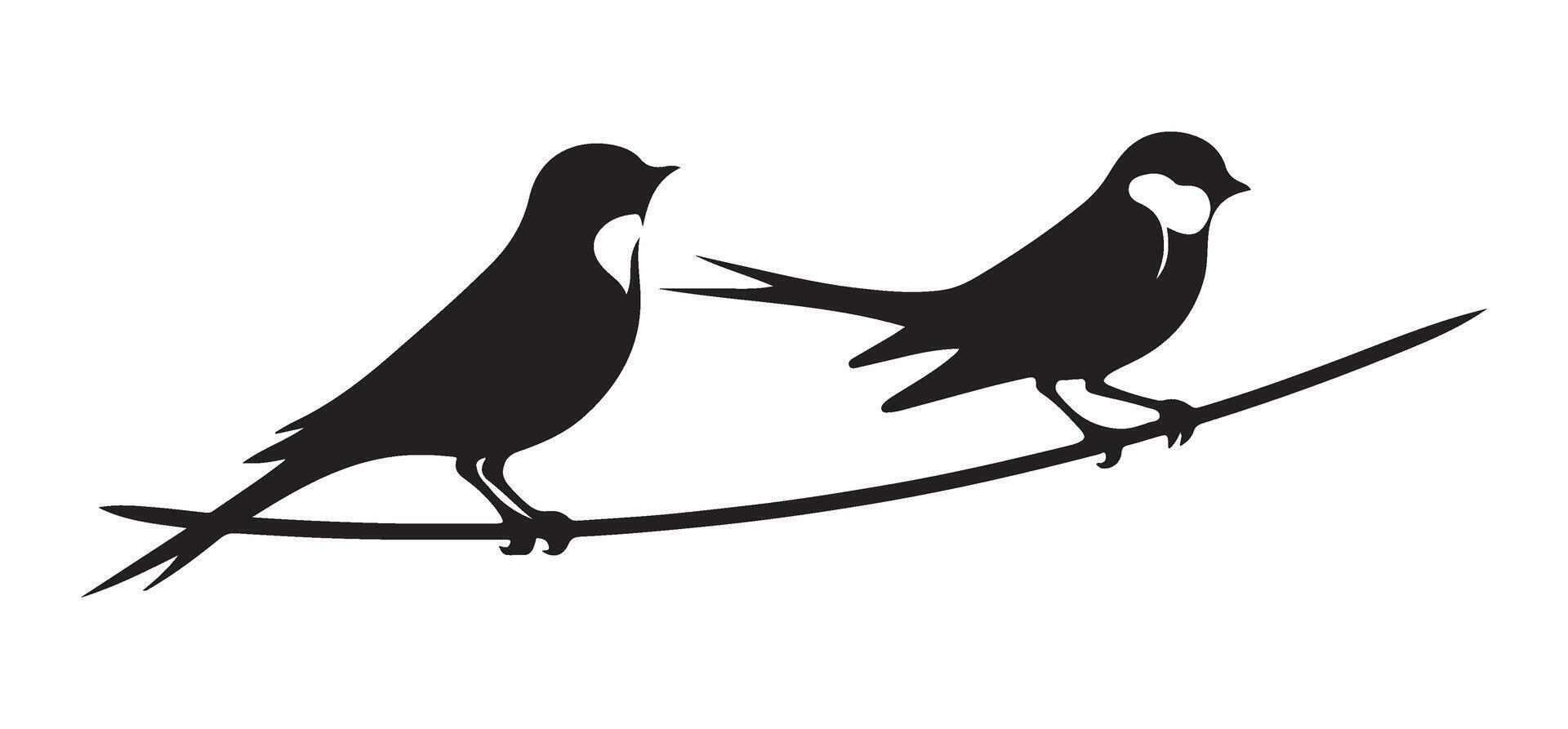 Swallows on a Wire Silhouette Illustration Symbolizing Freedom and Nature vector