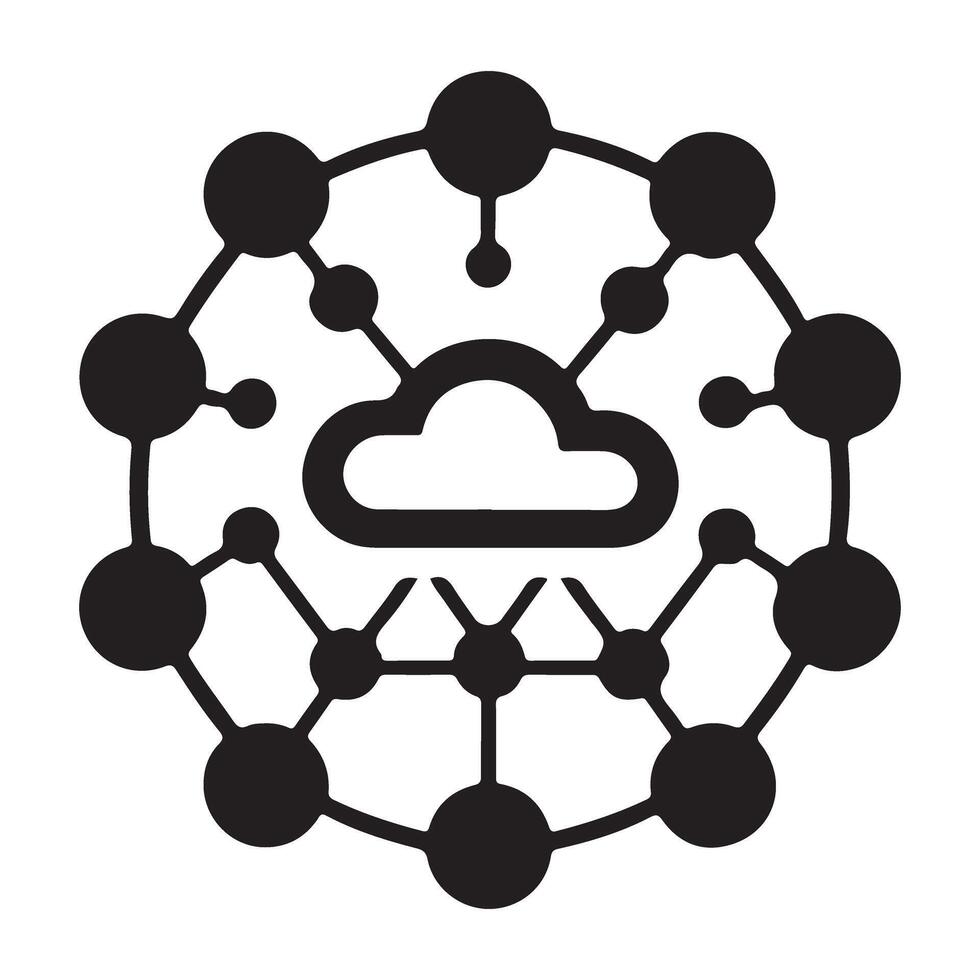 Cloud Computing Network Connection Silhouette Illustration vector