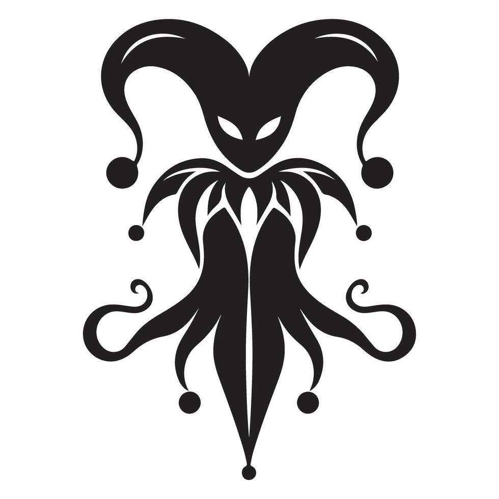 Mysterious Jester Silhouette Character Funny Carnival Festive Design vector