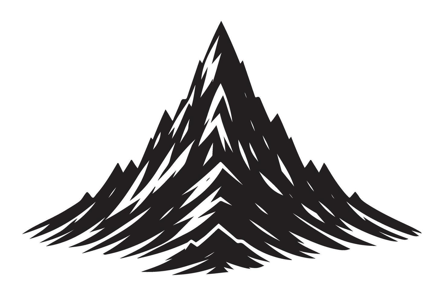 Majestic Mountain Range Silhouette Graphic Wilderness Adventure Icon vector