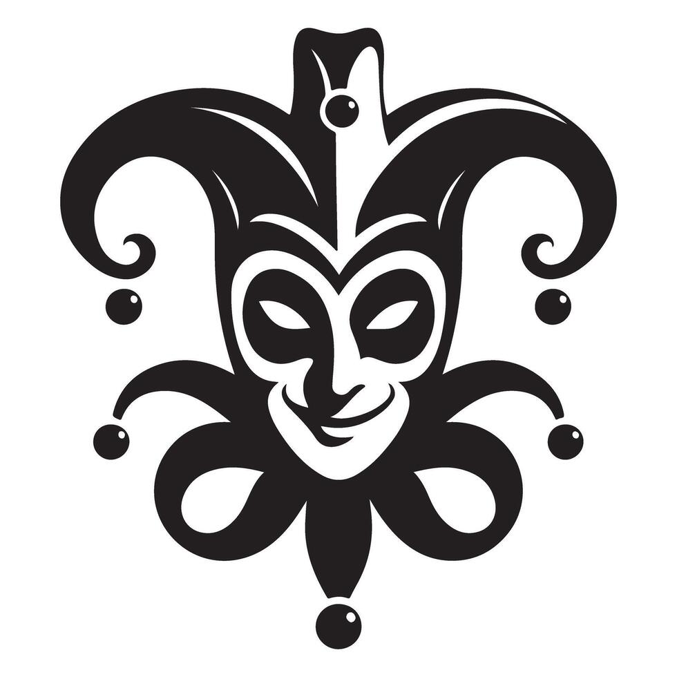 Jester Mask Silhouette Illustration Carnival Party Celebration Symbol vector