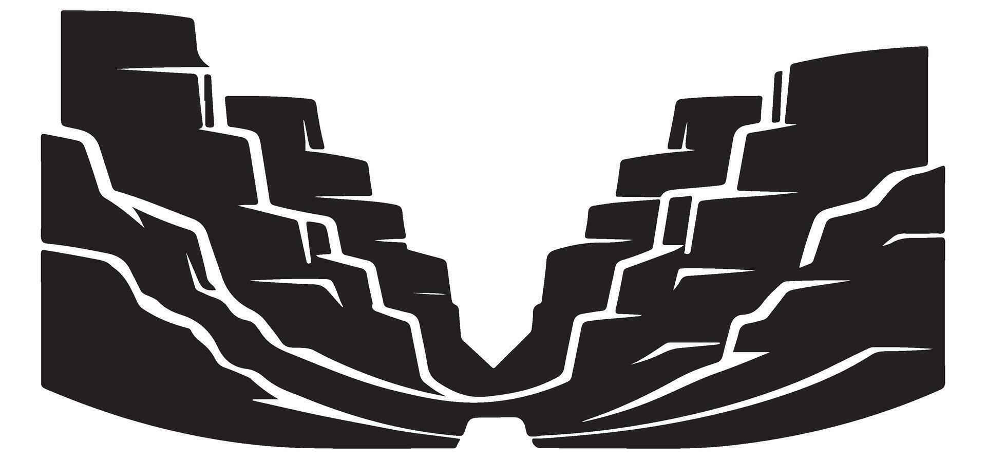 Canyon Silhouette Illustration Scenic View Landscape Design vector