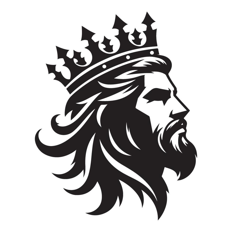 King Lion with Crown Illustration Regal Lion Silhouette Artwork vector