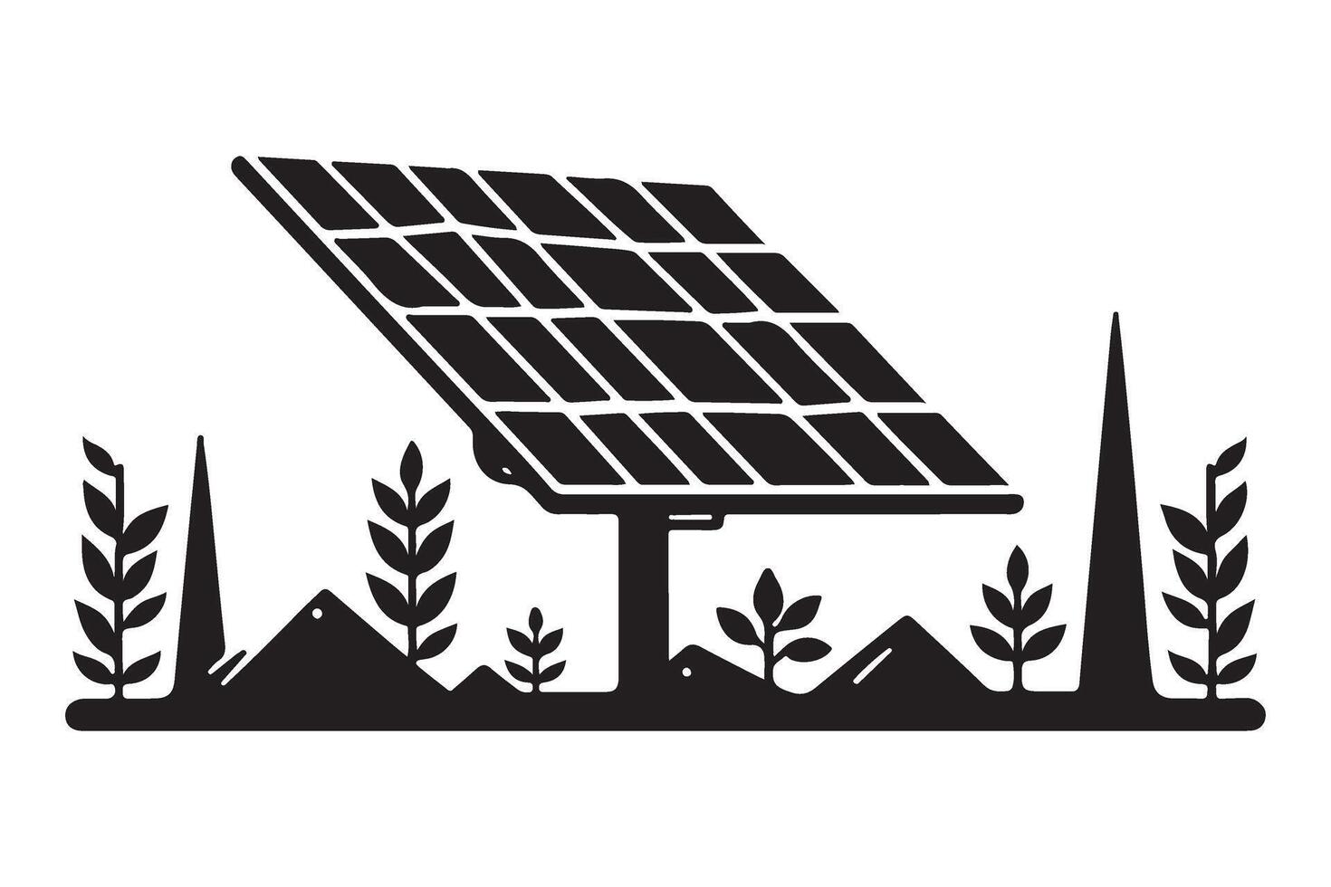 Solar Panel and Sustainable Environment Design Illustration vector