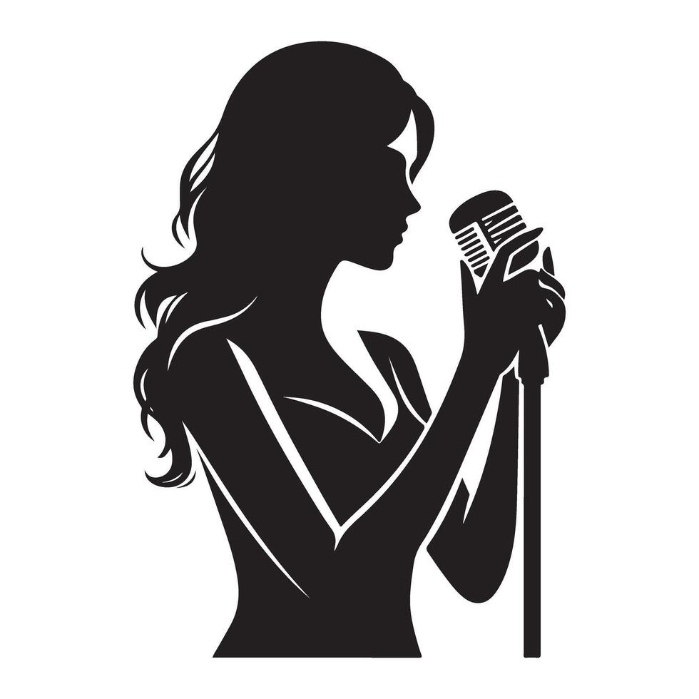 Elegant Singer Silhouette Illustration for Music Event and Poster Design vector