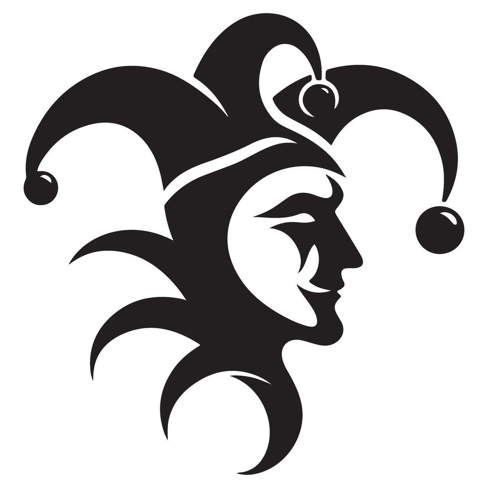 Classic Jester Profile Silhouette Artistic Playful Festive Character vector