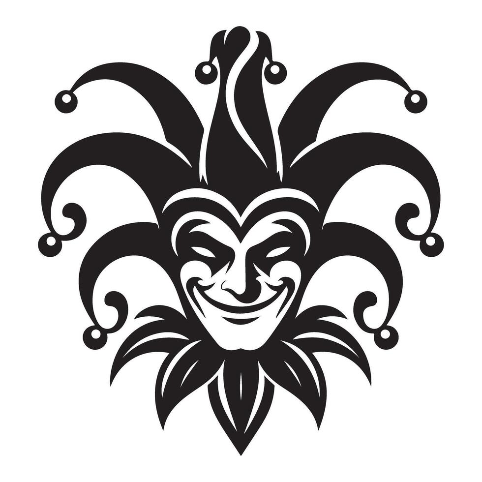 Smiling Jester Face Silhouette Graphic for Party Invitation vector