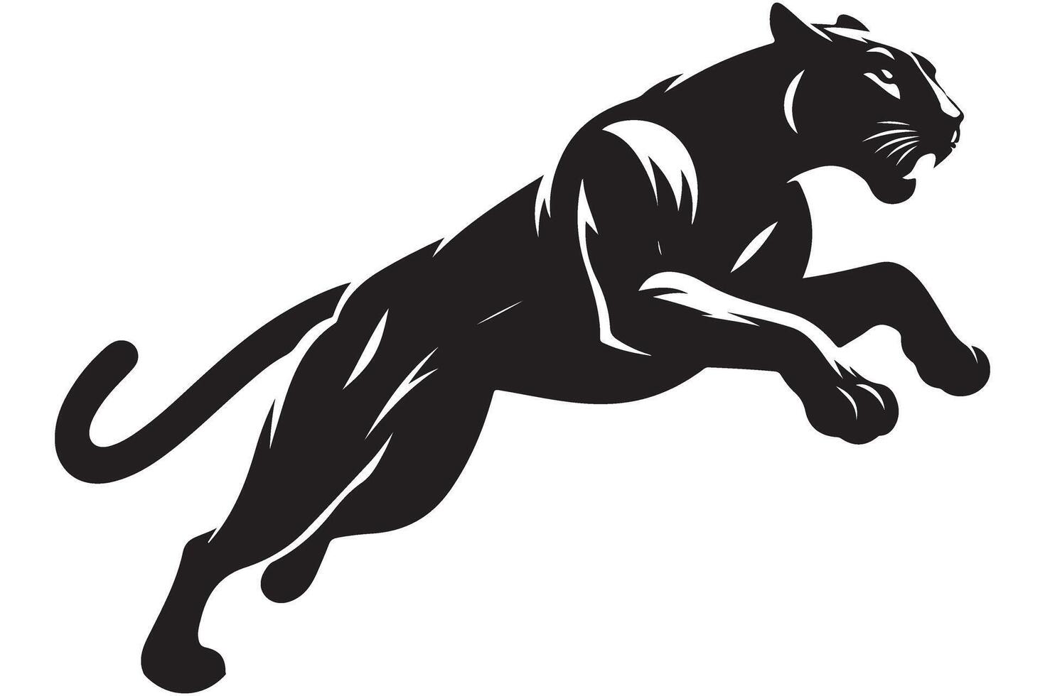 Leaping Black Panther Silhouette Art An Agile Animal Design vector