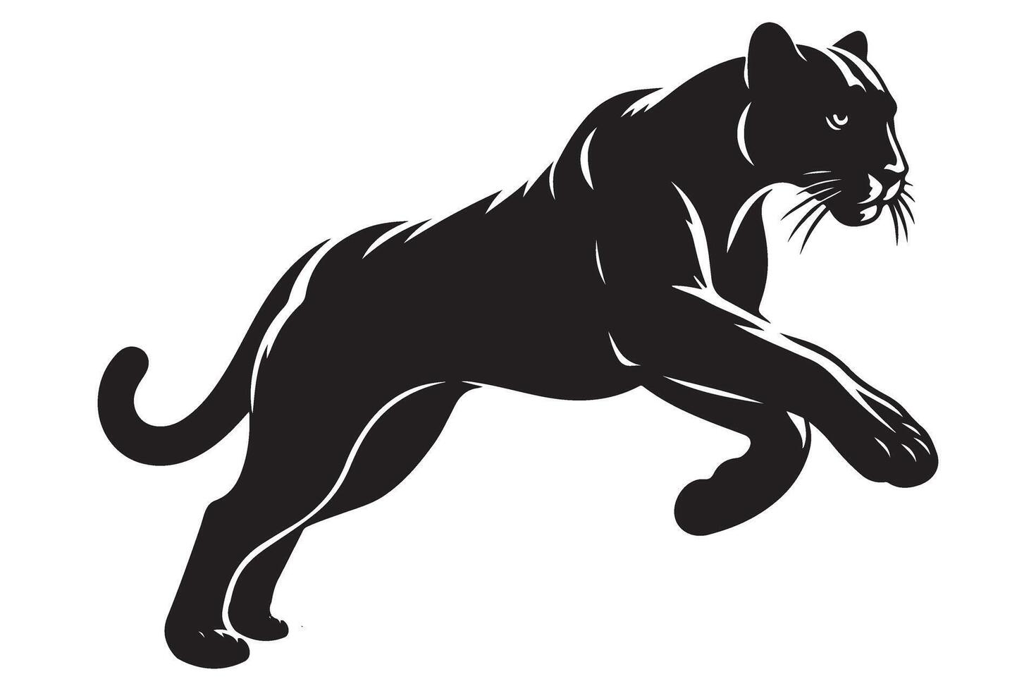 Black Panther Illustration Silhouette Powerful Feline Animal Drawing Art vector