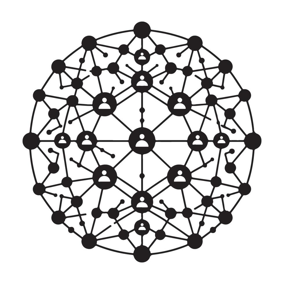 Complex Network of People Connections Illustrating Social Structure and Relationships vector