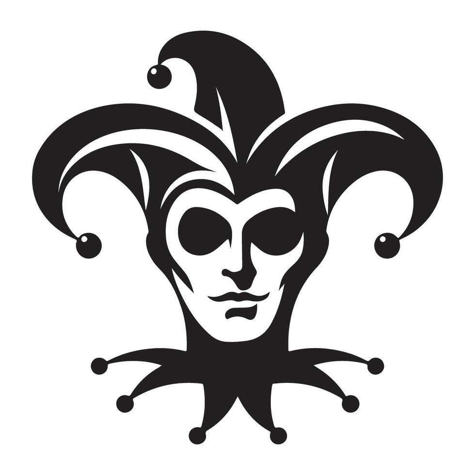 Jester Face Silhouette Graphic Illustration Carnival Design vector