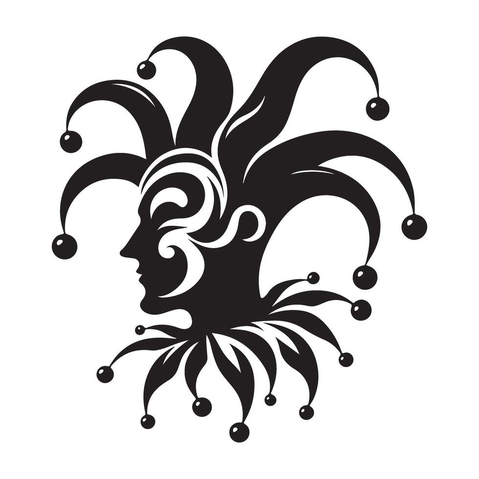 Elegant Jester Silhouette Illustration Perfect for Carnival and Masquerade Designs vector