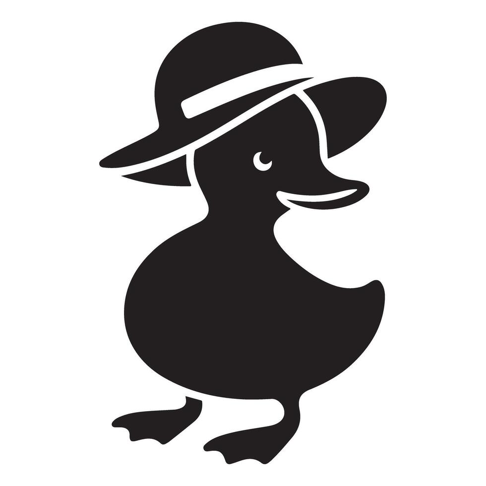 Cute Duck Silhouette Wearing Hat Illustration for Children's Designs vector