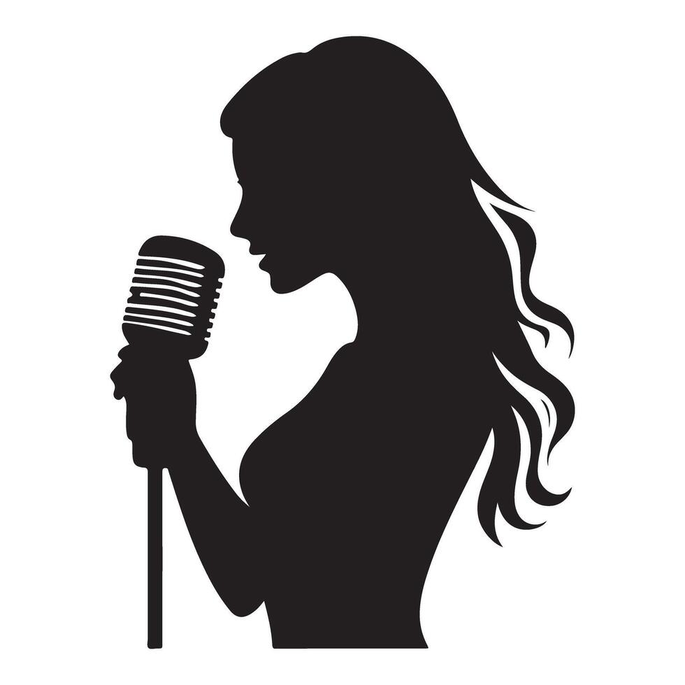 Elegant Female Singer Silhouette Illustration Musical Performance vector