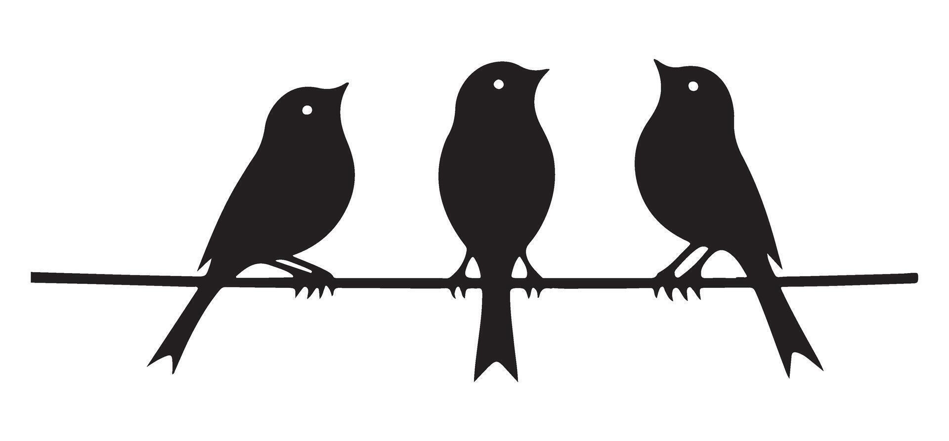 Three Birds on a Wire Silhouette Simple Illustration Design vector