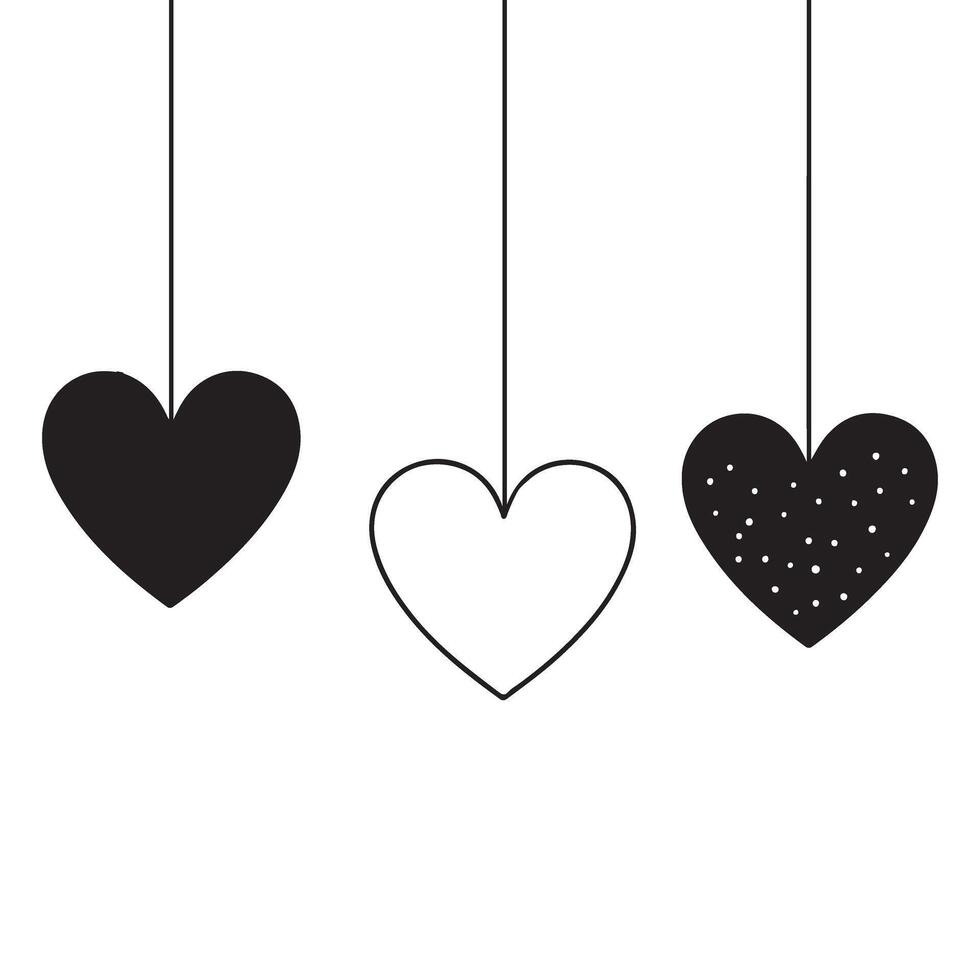Hanging Heart Ornaments Graphic for Valentine's Day vector