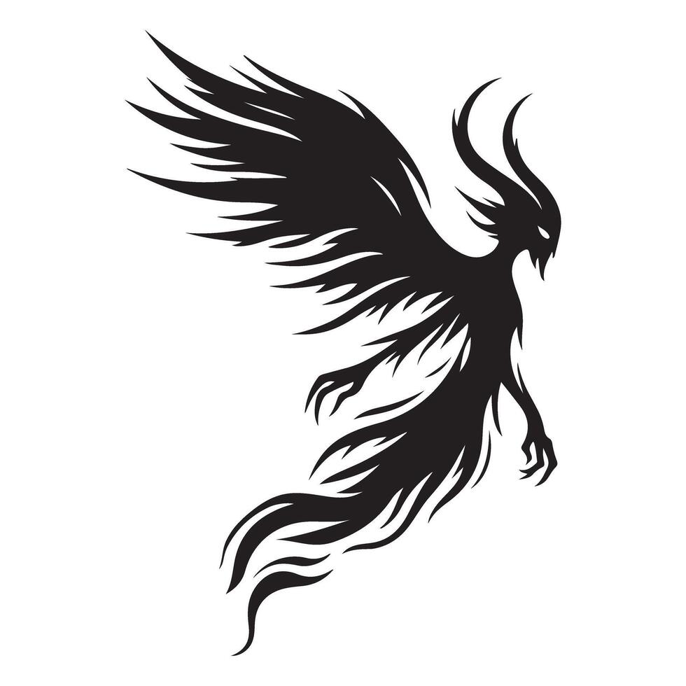 Dark Shadow Figure Silhouette Illustration of Winged Creature vector