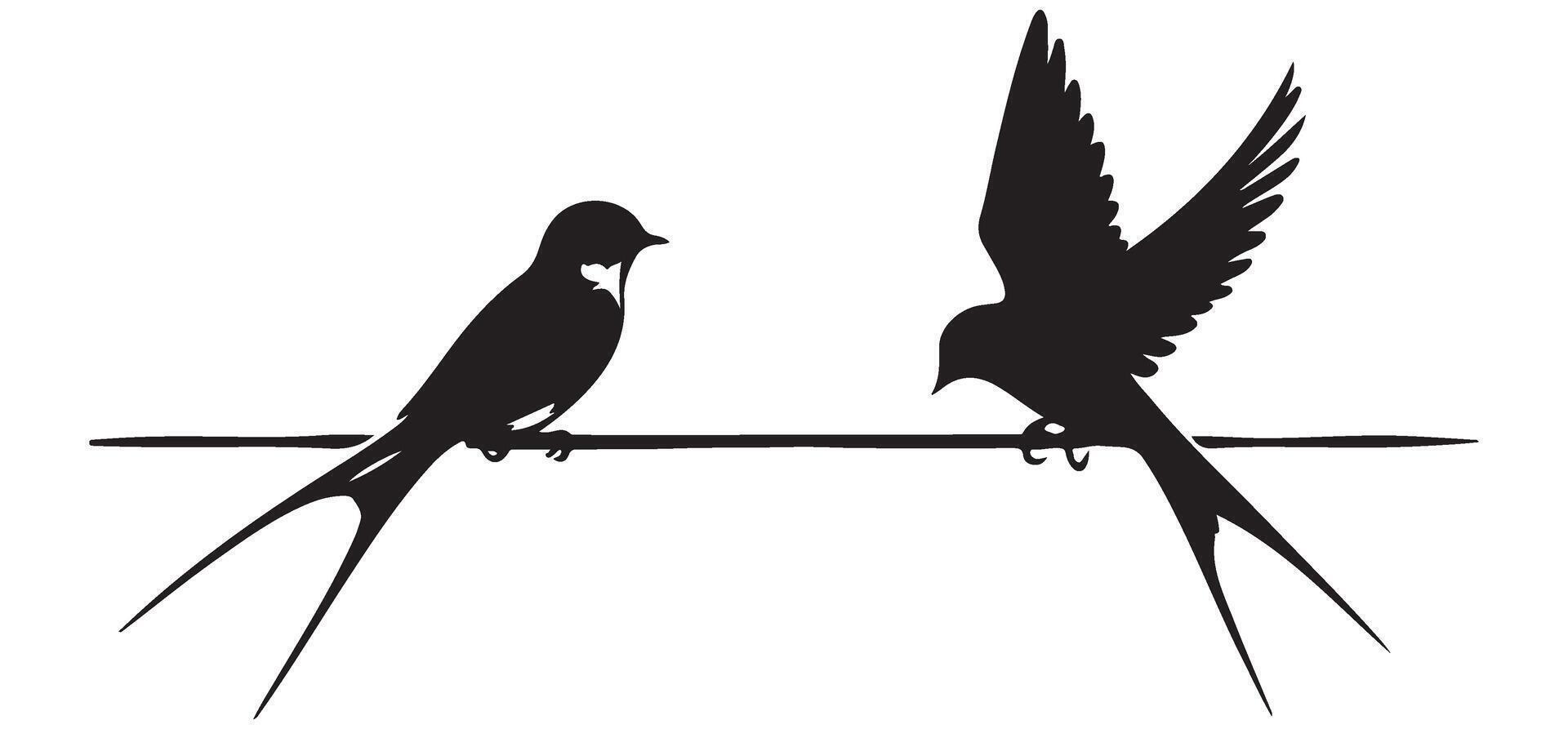 Swallows on Wire Silhouette Art Elegant Bird Illustration vector