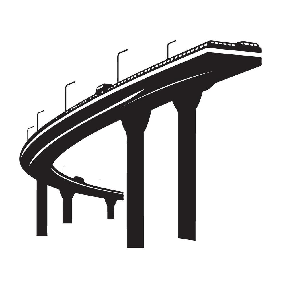 Elevated Curved Highway Roadway Illustration Design for Transportation vector