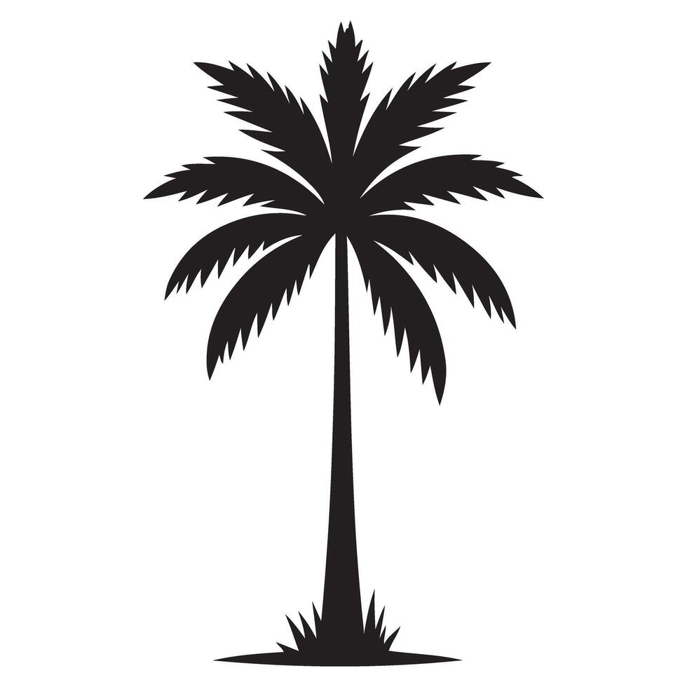 Silhouette of Tall Palm Tree Illustration Single Tree vector