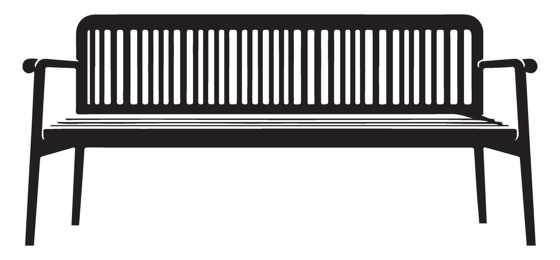 Stylish Outdoor Bench Silhouette with Back and Armrests vector