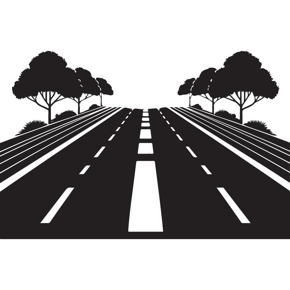 Illustration of Long Road Surrounded by Trees Concept Image vector
