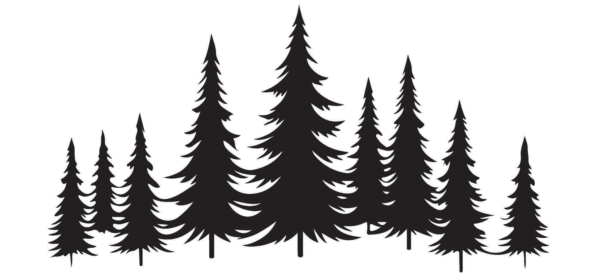 Pine Tree Forest Silhouette Illustration for Nature Designs vector