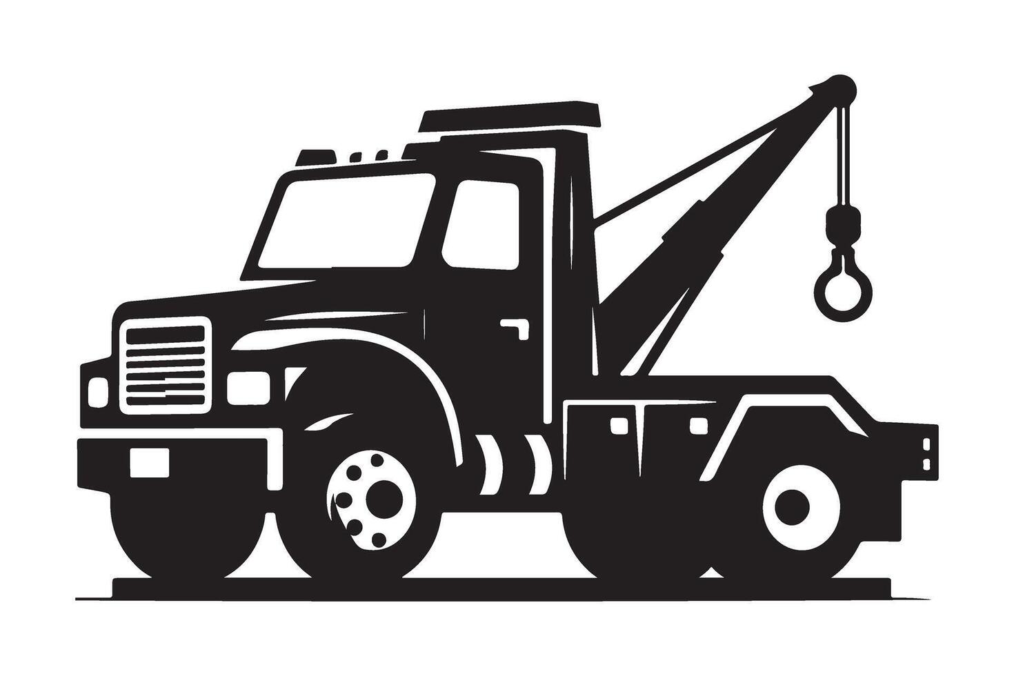 Heavy Duty Tow Truck Silhouette for Industrial Vehicle Rescue Needs vector