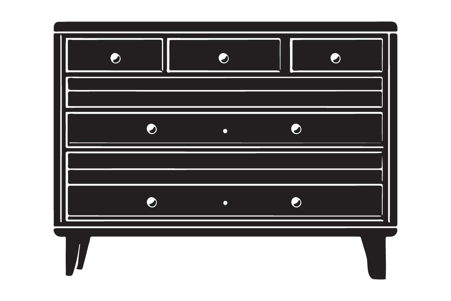 Elegant Black Dresser Illustration for Bedroom Furniture and Decoration Ideas vector