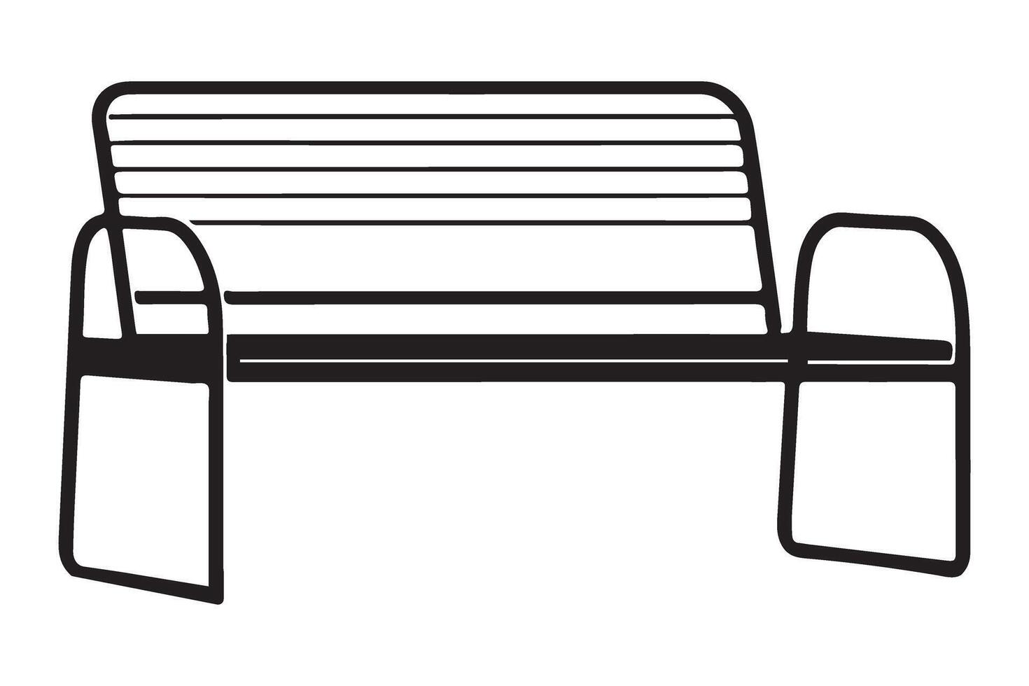 Metal Park Bench Illustration with Horizontal Slats Design vector