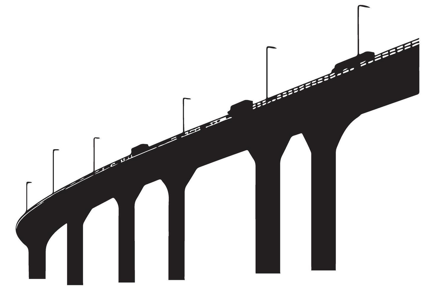Silhouette Image Of Bridge Elevated Roadway Transportation Design vector