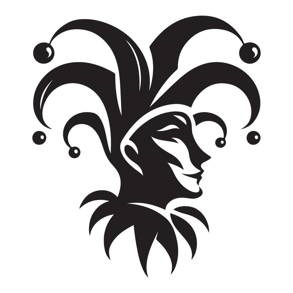 Smiling Jester Silhouette Art Classic Court Joker Illustration vector