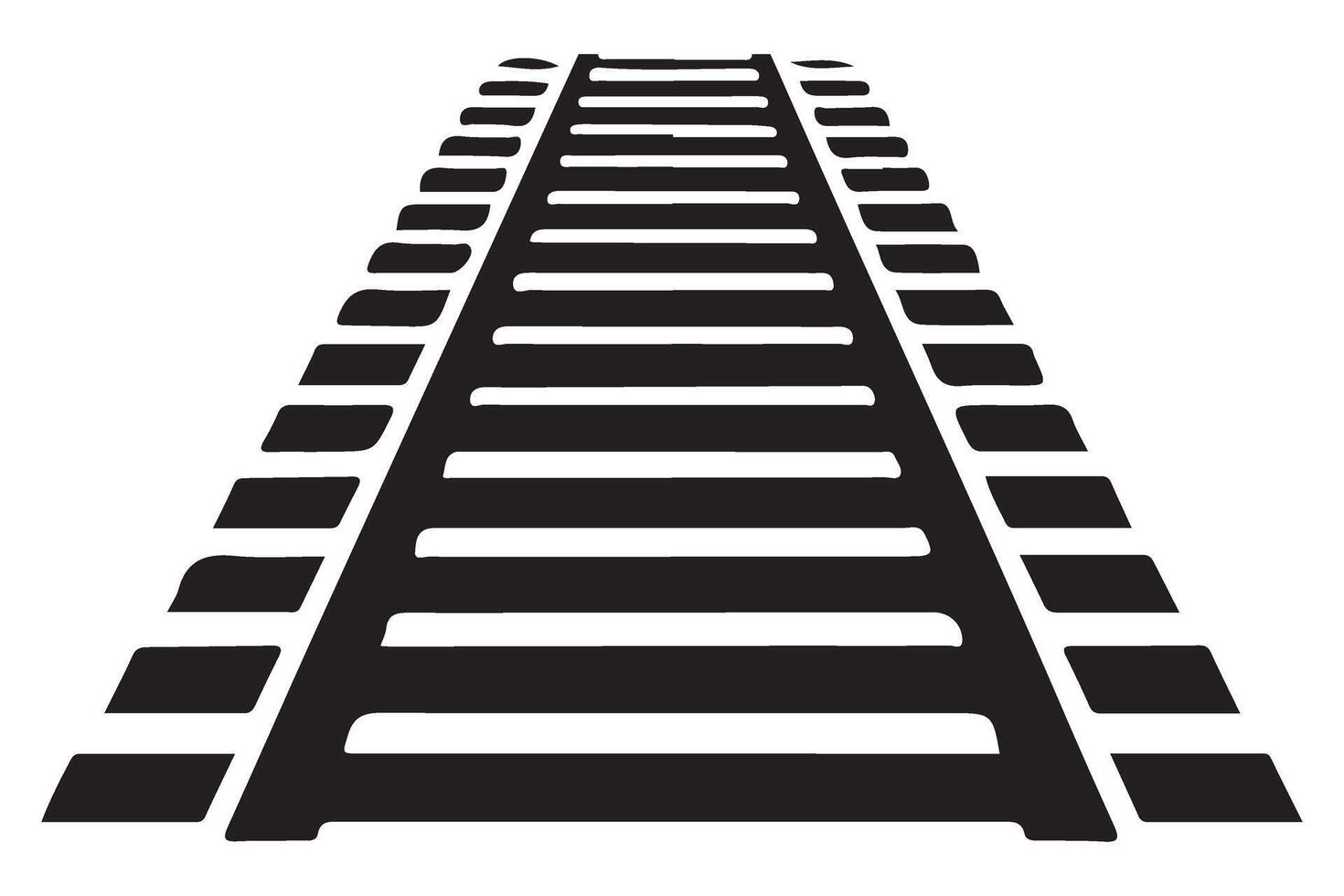 Forward Perspective Black Train Track Silhouette Illustration Design vector