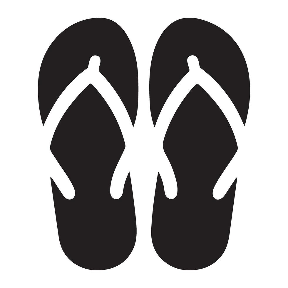 Sleek Silhouette of Black and White Flip Flops Footwear Design vector