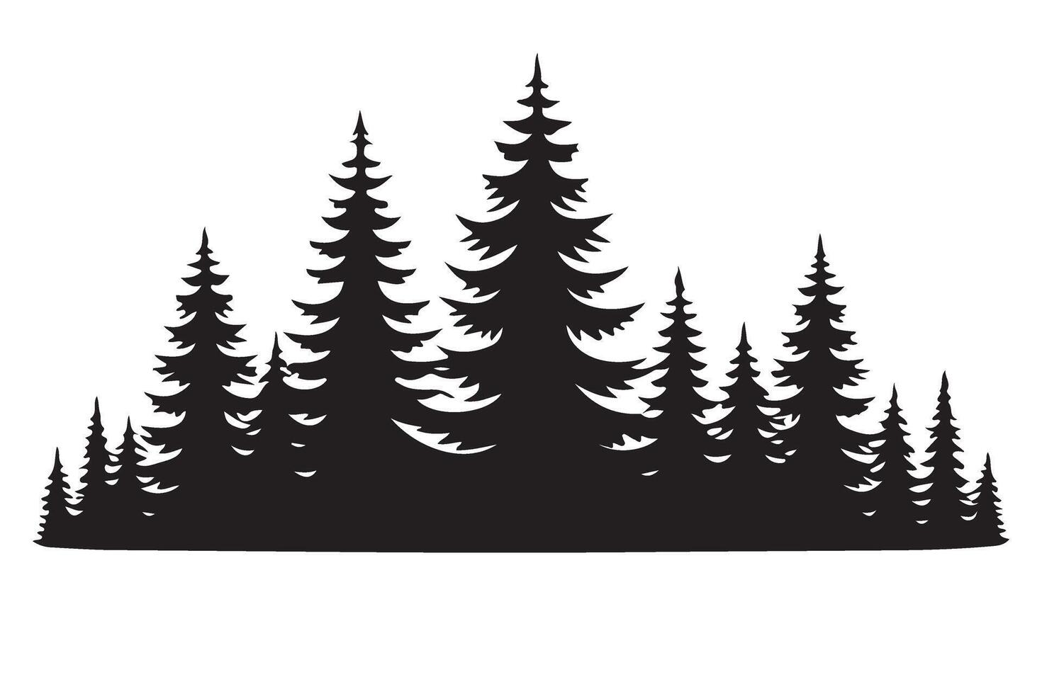 Dark Evergreen Trees Silhouette An Enchanted Forest Landscape Art vector