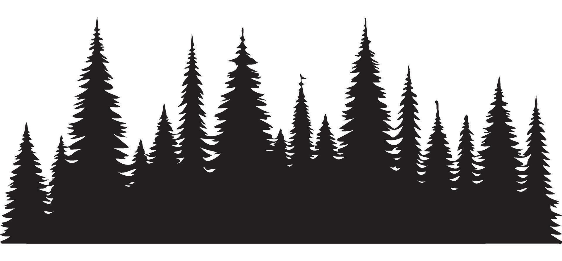 Evergreen Trees Silhouette Illustration Peaceful Forest View Design Element vector
