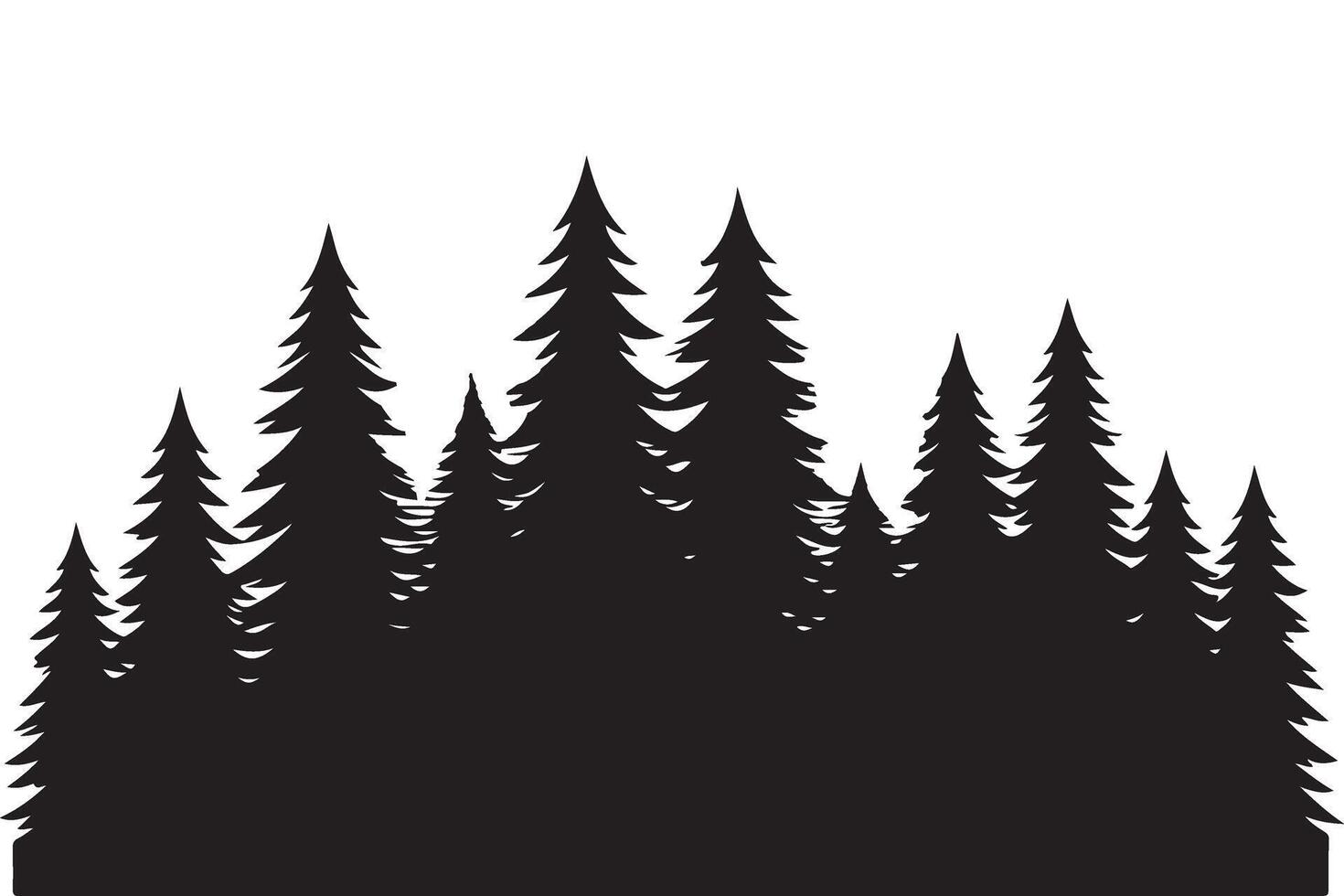 Forest Trees Silhouette Illustration Design for Nature vector