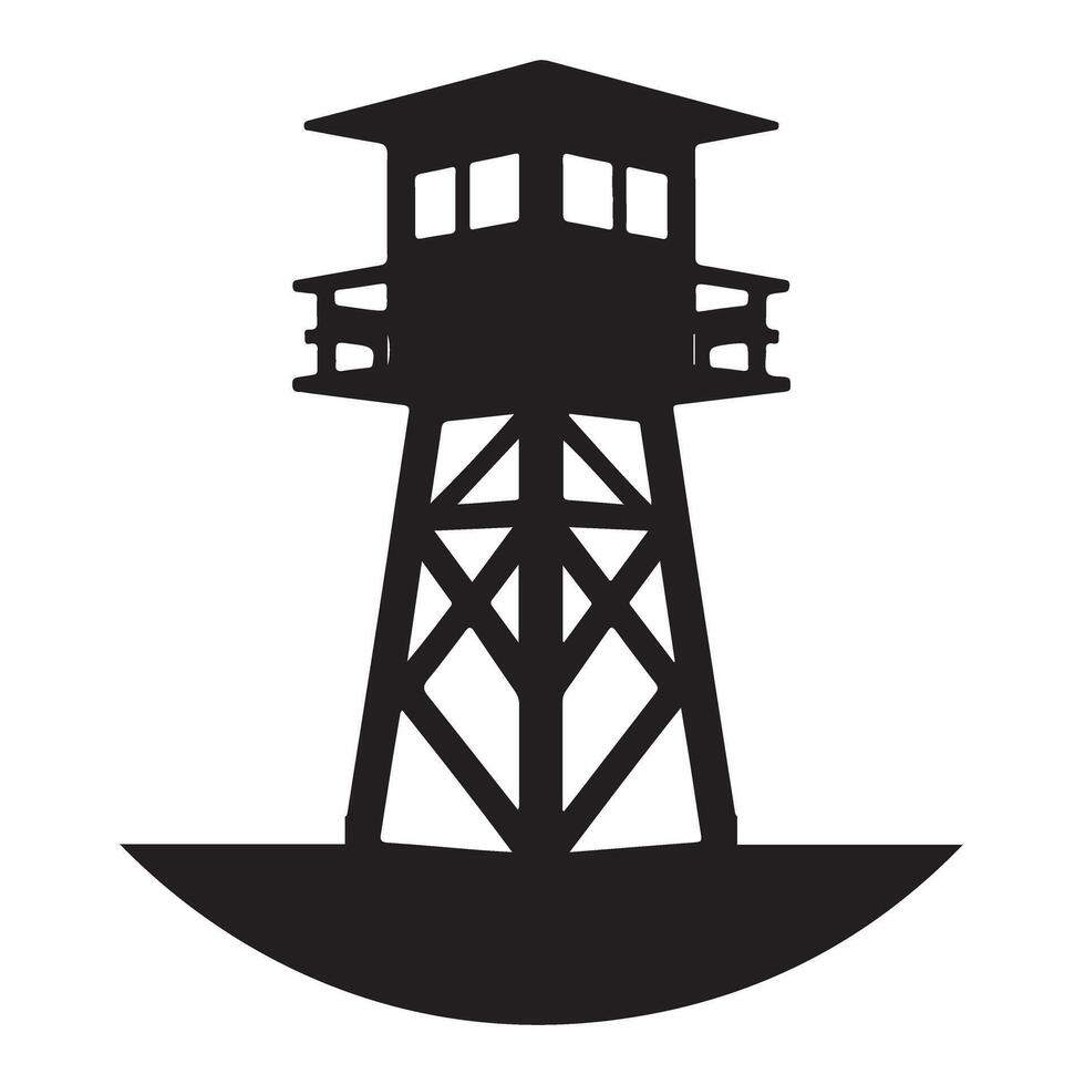 Silhouette Watchtower Illustration for Security Military Defence and Observation Purposes vector