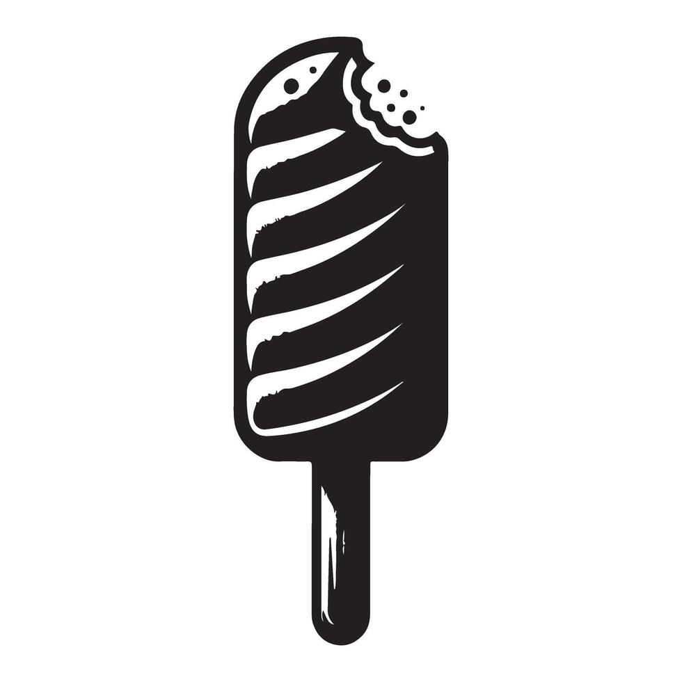 Chocolate Covered Ice Cream Bar Illustration with Bite vector