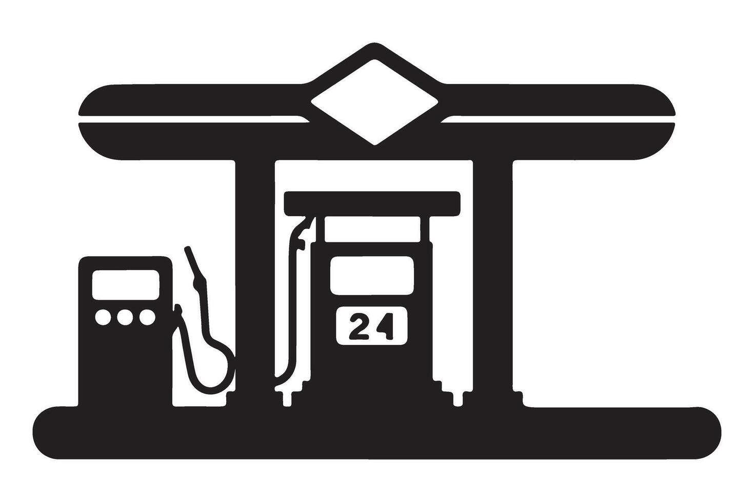 Black Gas Station Silhouette Image for Roadside Services Designs vector
