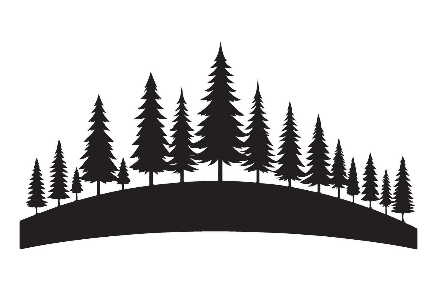 Evergreen Forest Silhouette Illustration for Scenic Nature Landscape Design vector