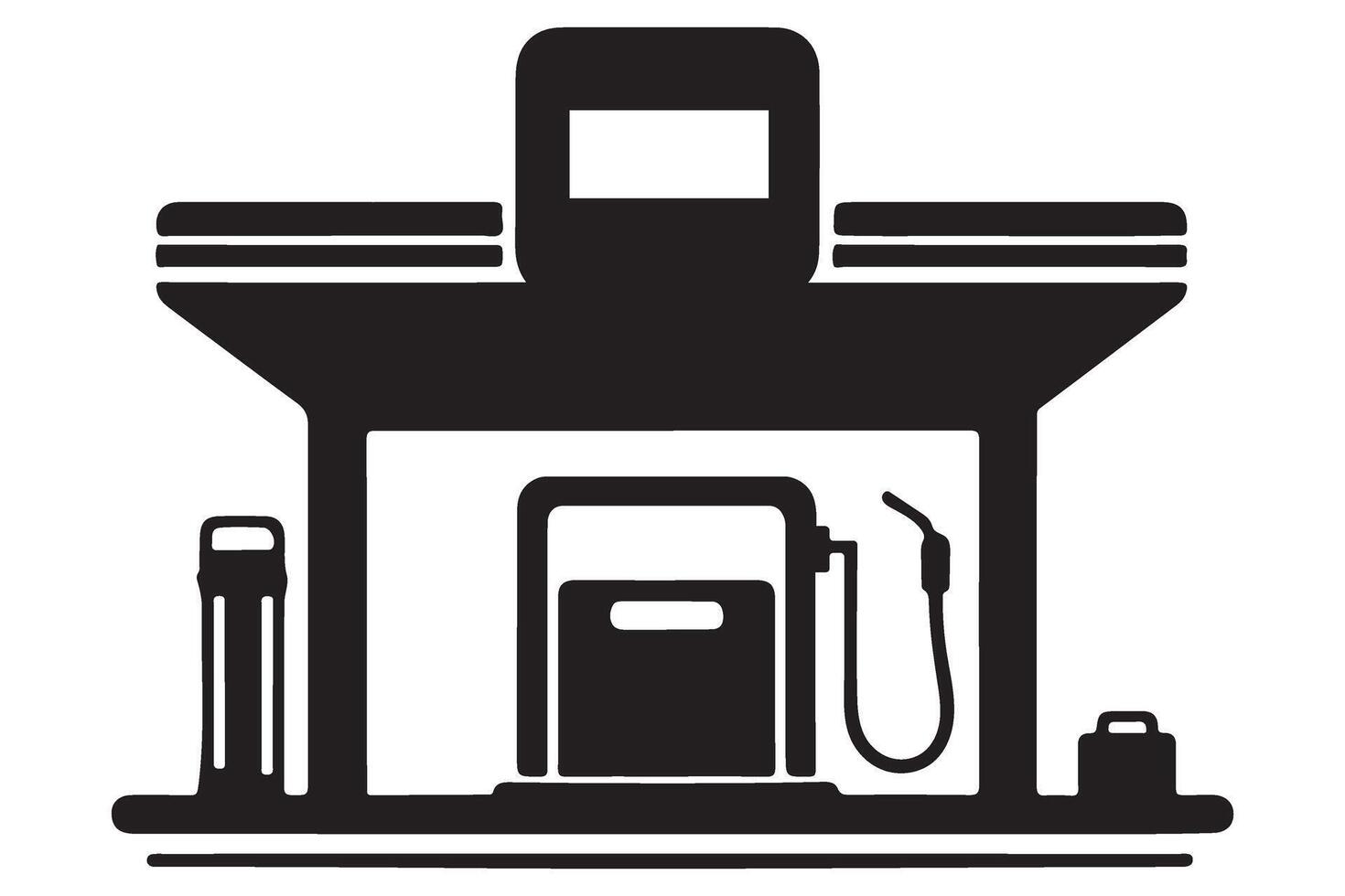 Gas Station Black Silhouette Illustration for Automotive Service vector