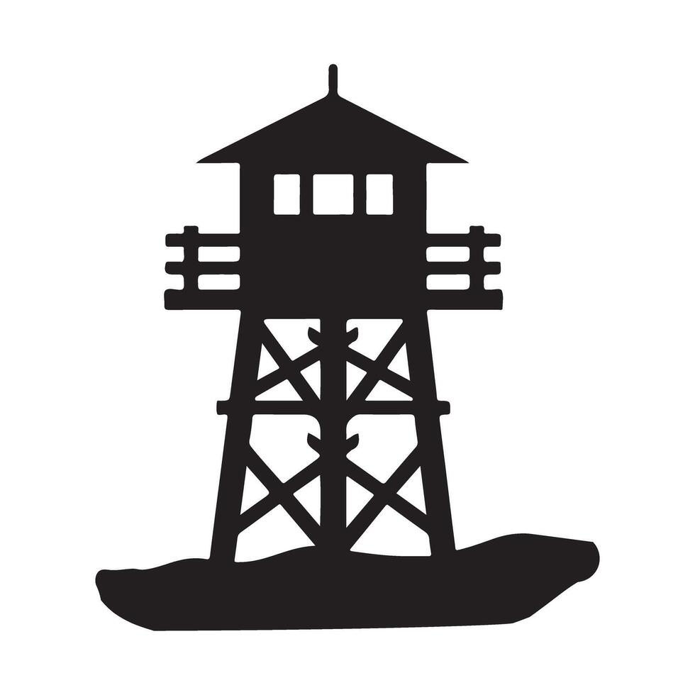 Simple Lookout Tower Silhouette Illustration Graphic Design vector