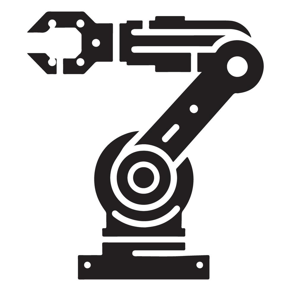 Robotic Arm Silhouette Illustration for Automation and Engineering vector