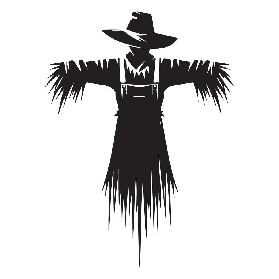 Rustic Silhouette Scarecrow Illustration for Seasonal and Farmhouse Designs vector