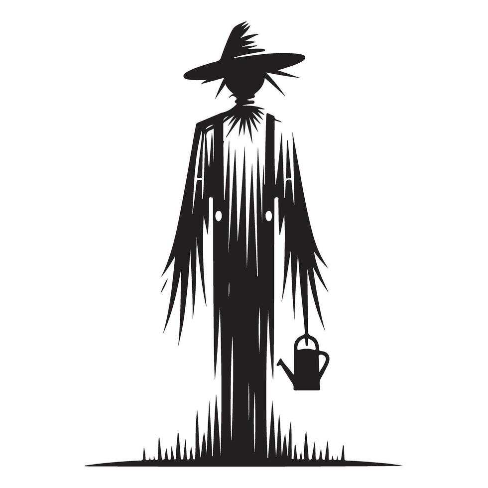 Artistic Scarecrow Illustration Silhouette for Autumn Harvest Decoration vector