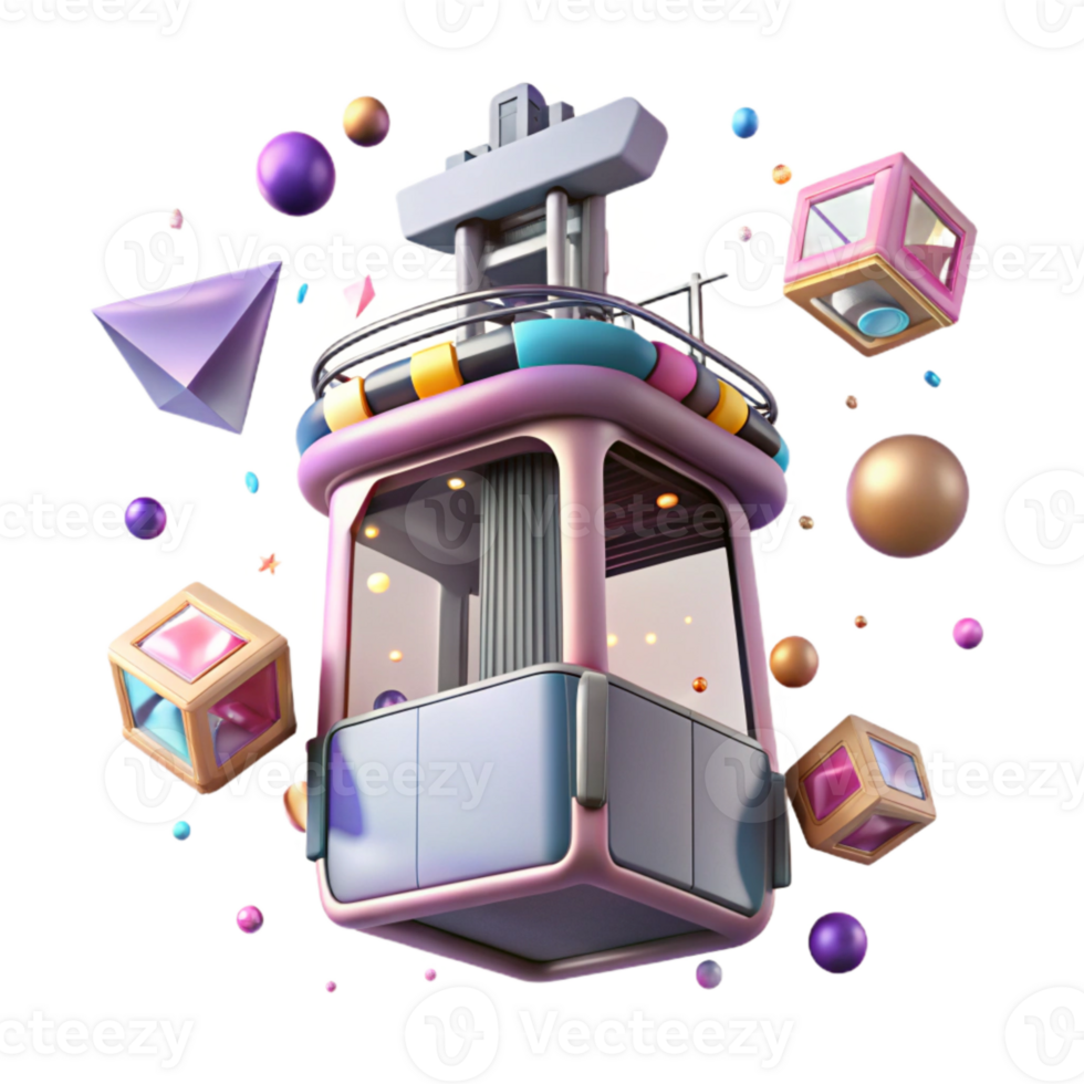 serene creative Space Elevator Ascending Passengers Isolated exclusive png