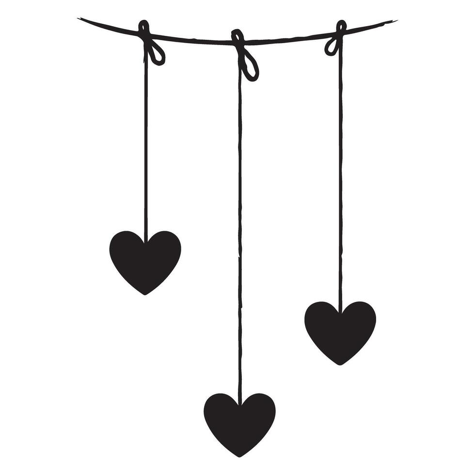 Hanging Heart Garland Illustration A Decorative Valentines Day Element vector