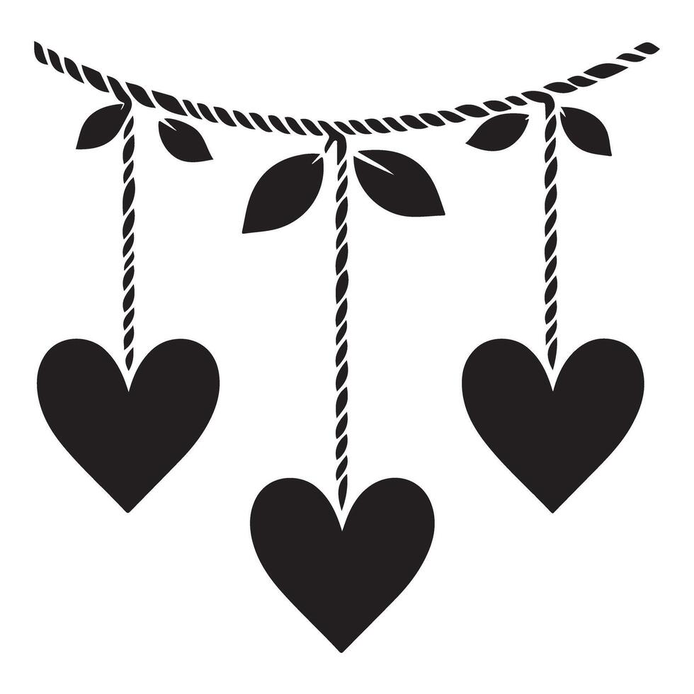 Hanging Heart Silhouette for Valentine's Day Designs vector